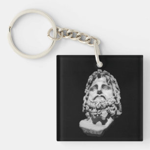 Greco Roman Marble Bust Classical Black and White Key Ring