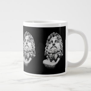 Greco Roman Marble Bust Classical Black and White Large Coffee Mug