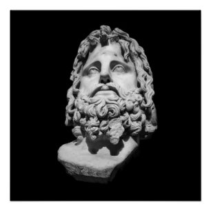 Greco Roman Marble Bust Classical Black and White Poster