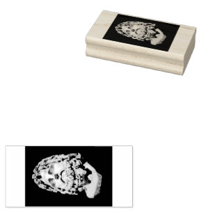 Greco Roman Marble Bust Classical Black and White Rubber Stamp