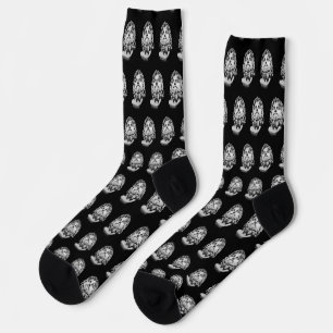 Greco Roman Marble Bust Classical Black and White Socks