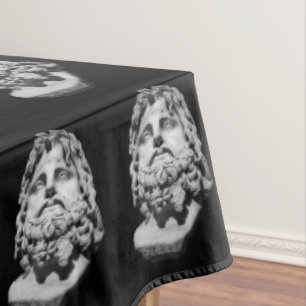 Greco Roman Marble Bust Classical Black and White Tablecloth