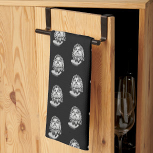 Greco Roman Marble Bust Classical Black and White Tea Towel