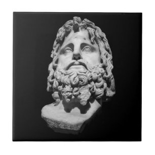 Greco Roman Marble Bust Classical Black and White  Tile