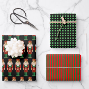 Gree and Gold Christmas Nutcrackers Wrapping Paper