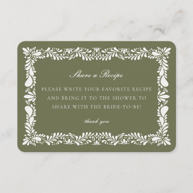 Gree Talavera Tile  Share Recipe Invitation Insert (Front)