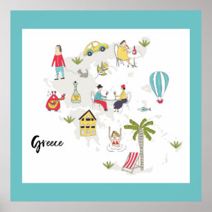 Greece Activities Map Poster