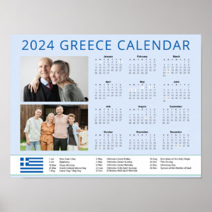 Greece Add Your Photo 2024 Greek Family Calendar Poster