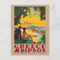 Greece Aidipsos Vintage Poster 1940s