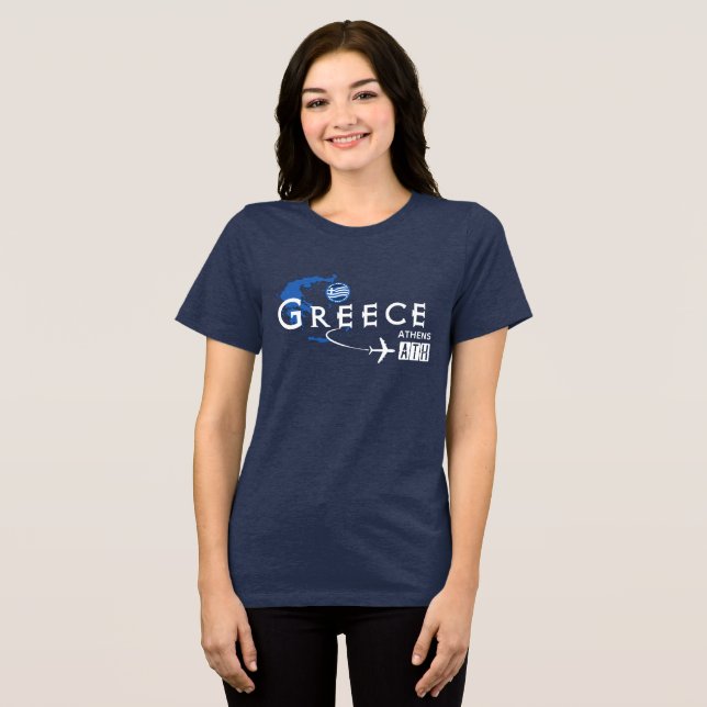 Greece Airport Code T-Shirt Tri-Blend Shirt (Front Full)