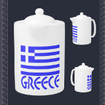 Greece and Greek Flag<br><div class="desc">The Greek Flag with the name or word "Greece" below in blue. Fun way for travelers to recall a trip,  vacation or holiday. Wonderful way to honour and show love and pride in your ancestry,  heritage and culture on Ohi Day,  family reunions or anytime.</div>