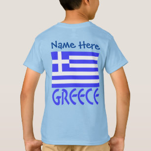 Greece and Greek Flag Blue Personalisation Boys T-Shirt