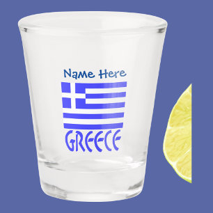 Greece and Greek Flag Blue Personalisation  Shot Glass