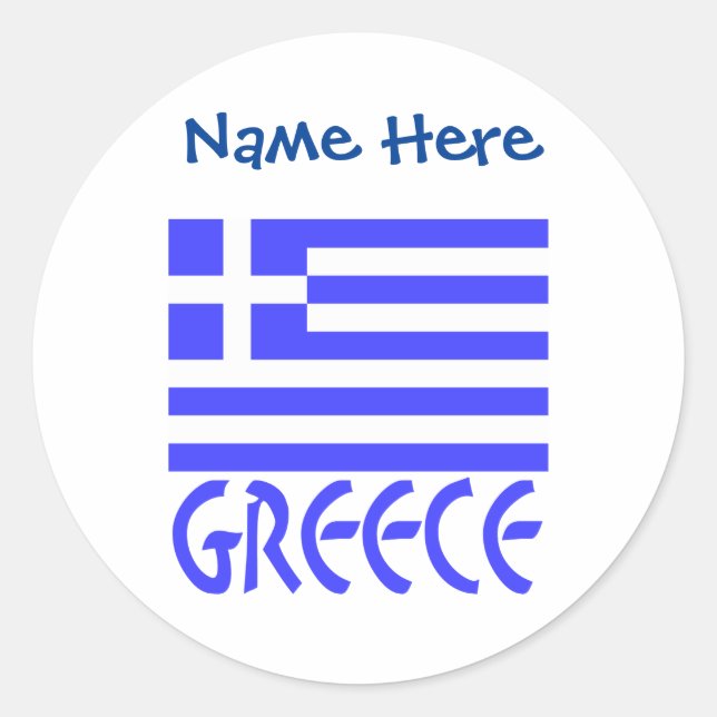 Greece and Greek Flag Personalised  Classic Round Sticker (Front)
