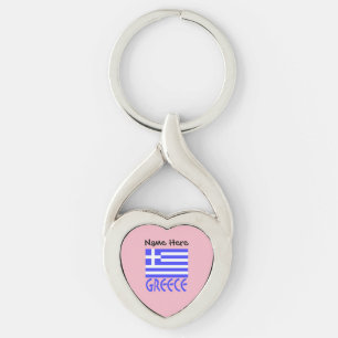 Greece and Greek Flag Personalised Key Ring
