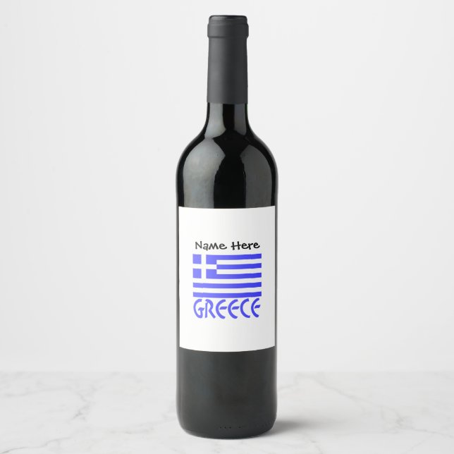 Greece and Greek Flag Personalised  Wine Label (Front)
