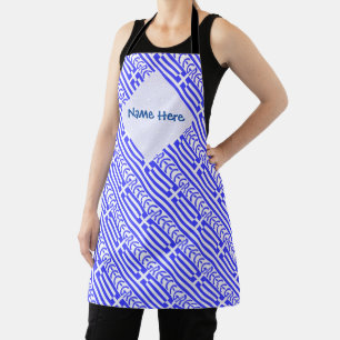 Greece and Greek Flag Tiled Blue Personalisation  Apron