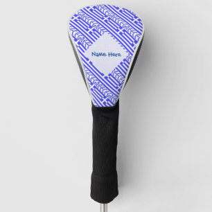 Greece and Greek Flag Tiled Blue Personalisation Golf Head Cover