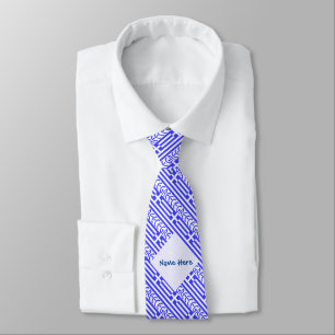 Greece and Greek Flag Tiled Blue Personalisation Tie