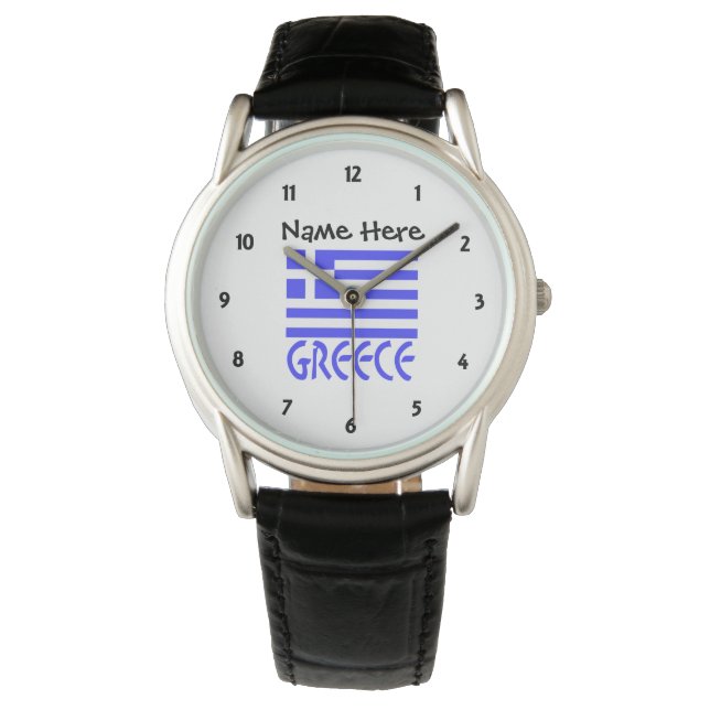 Greece and Greek Flag with Your Name Watch (Front)