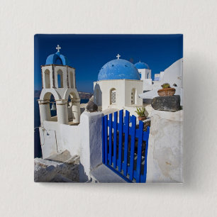 Greece and Greek Island of Santorini town of Oia 3 15 Cm Square Badge