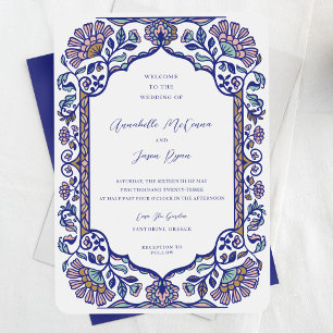 Greece Architecture Floral Decorate Frame Wedding Invitation