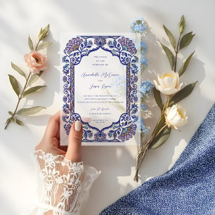 Greece Architecture Floral Decorate Frame Wedding Vellum Invitations