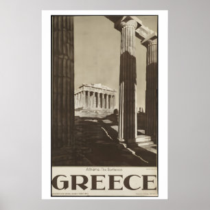 Greece Athens Parthenon Vintage Travel Poster