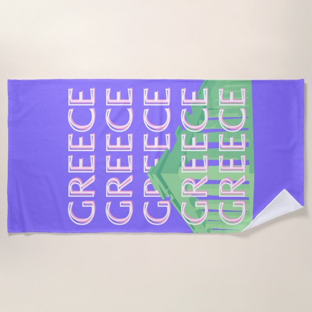 Greece, Athens Travel Art Beach Towel (Front)