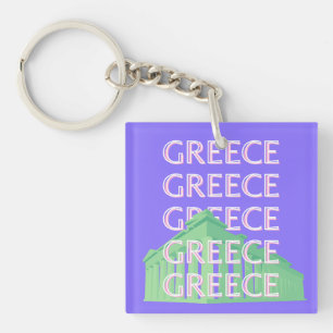 Greece, Athens Travel Art Key Ring