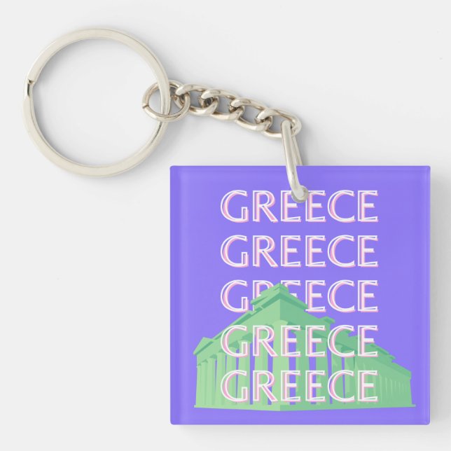 Greece, Athens Travel Art Key Ring (Front)