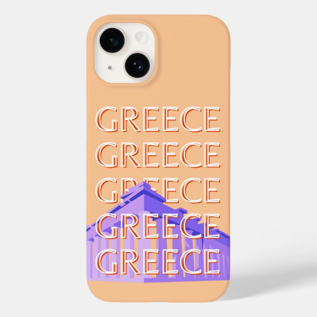 Greece, Athens Travel Art, Orange Case-Mate iPhone Case (Back)