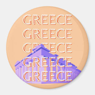 Greece, Athens Travel Art, Orange Magnet