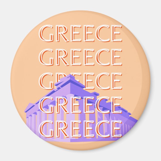 Greece, Athens Travel Art, Orange Magnet (Front)
