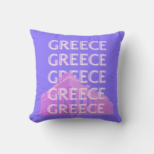Greece, Athens Travel Art, Retro Travel Art Cushion