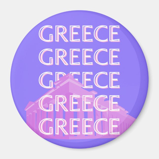 Greece, Athens Travel Art, Retro Travel Art Magnet (Front)