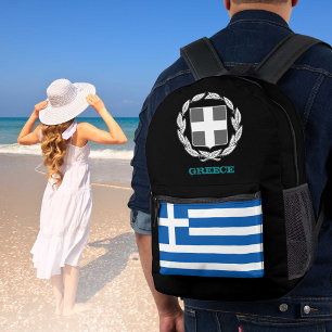 Greece bag, Greek flag, emblem /patriots Printed Backpack