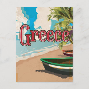Greece Beach vintage travel poster Postcard
