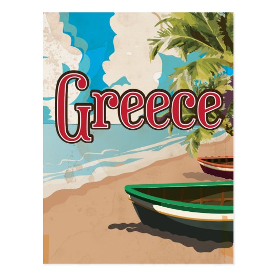 Greece Beach vintage travel poster Postcard