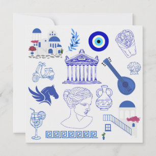 Greece Blue and White Birthday Thank You Card
