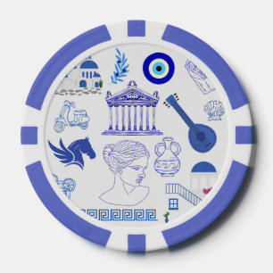 Greece Blue and White Poker Chips
