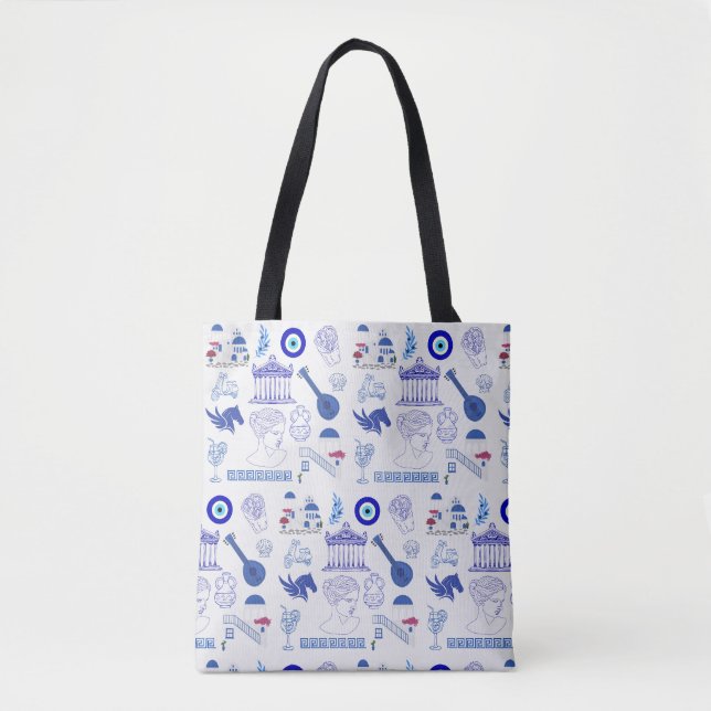 Greece Blue and White Tote Bag (Front)