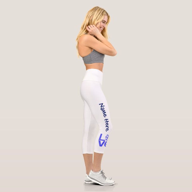 Greece Blue LOVE Heart Flag Personalised  Capri Leggings (Right)