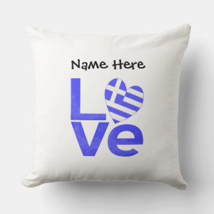 Greece Blue LOVE Heart Flag Personalised Cushion