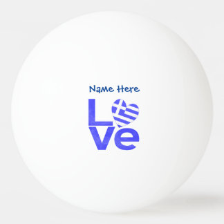 Greece Blue LOVE Heart Flag Personalised  Ping Pong Ball
