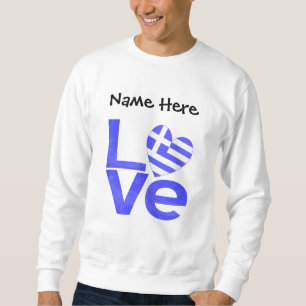 Greece Blue LOVE Heart Flag Personalised  Sweatshirt