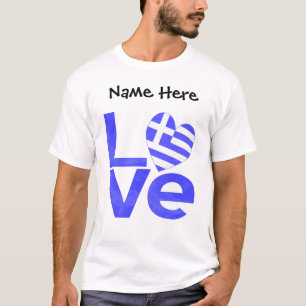 Greece Blue LOVE Heart Flag Personalised  T-Shirt