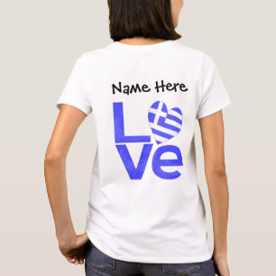 Greece Blue LOVE Heart Flag Personalised T-Shirt