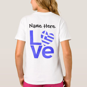Greece Blue LOVE Heart Flag Personalised T-Shirt