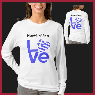 Greece Blue LOVE Heart Flag Personalised T-Shirt